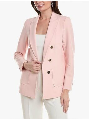 NWOT Anne Klein Pink Tailored Blazer with Classic Lapel and gold